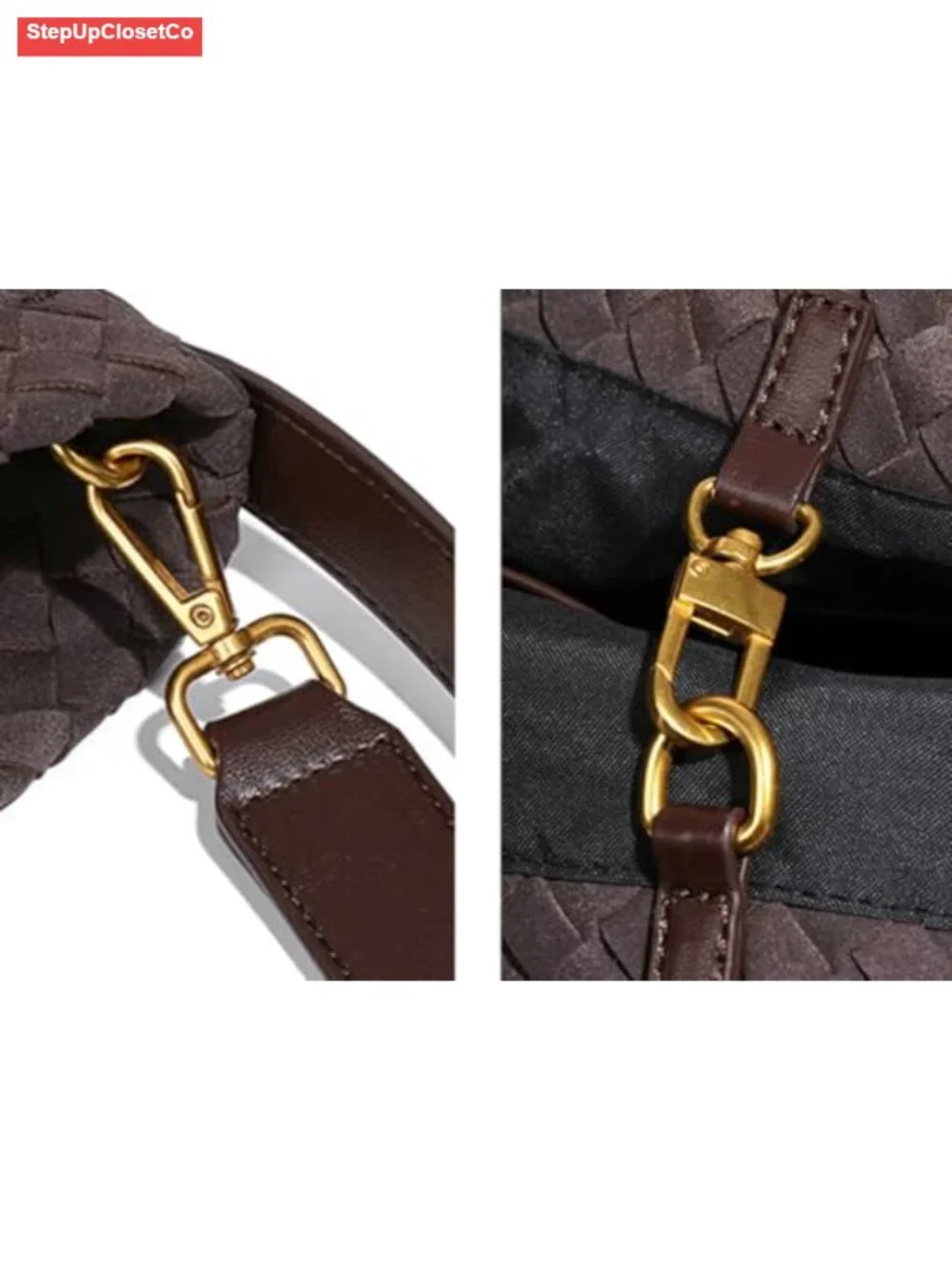 Woven Suede Slouchy Hobo Tote Bag with Detachable Strap